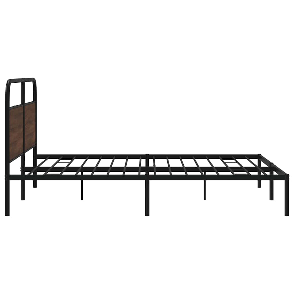 Metal Bed Frame without Mattress Brown Oak 200x200 cm