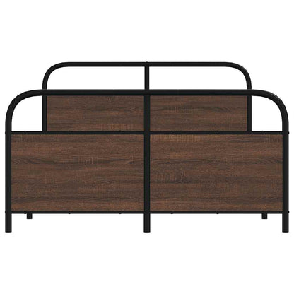 Metal Bed Frame without Mattress Brown Oak 137x190 cm