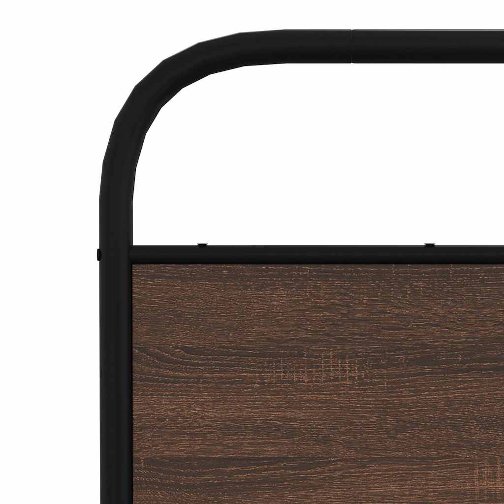 Metal Bed Frame without Mattress Brown Oak 140x190 cm