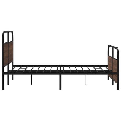 Metal Bed Frame without Mattress Brown Oak 150x200 cm King Size