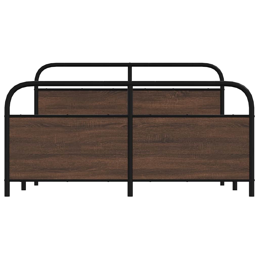 Metal Bed Frame without Mattress Brown Oak 160x200 cm