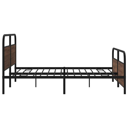 Metal Bed Frame without Mattress Brown Oak 183x213 cm