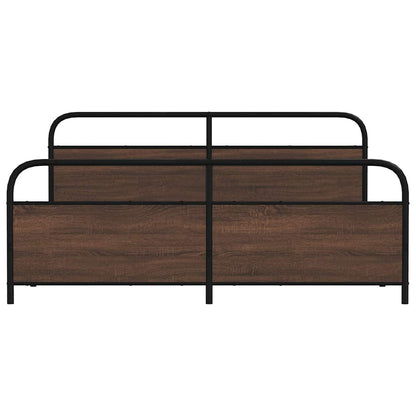 Metal Bed Frame without Mattress Brown Oak 200x200 cm