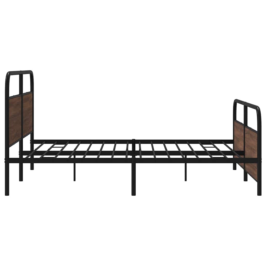 Metal Bed Frame without Mattress Brown Oak 200x200 cm