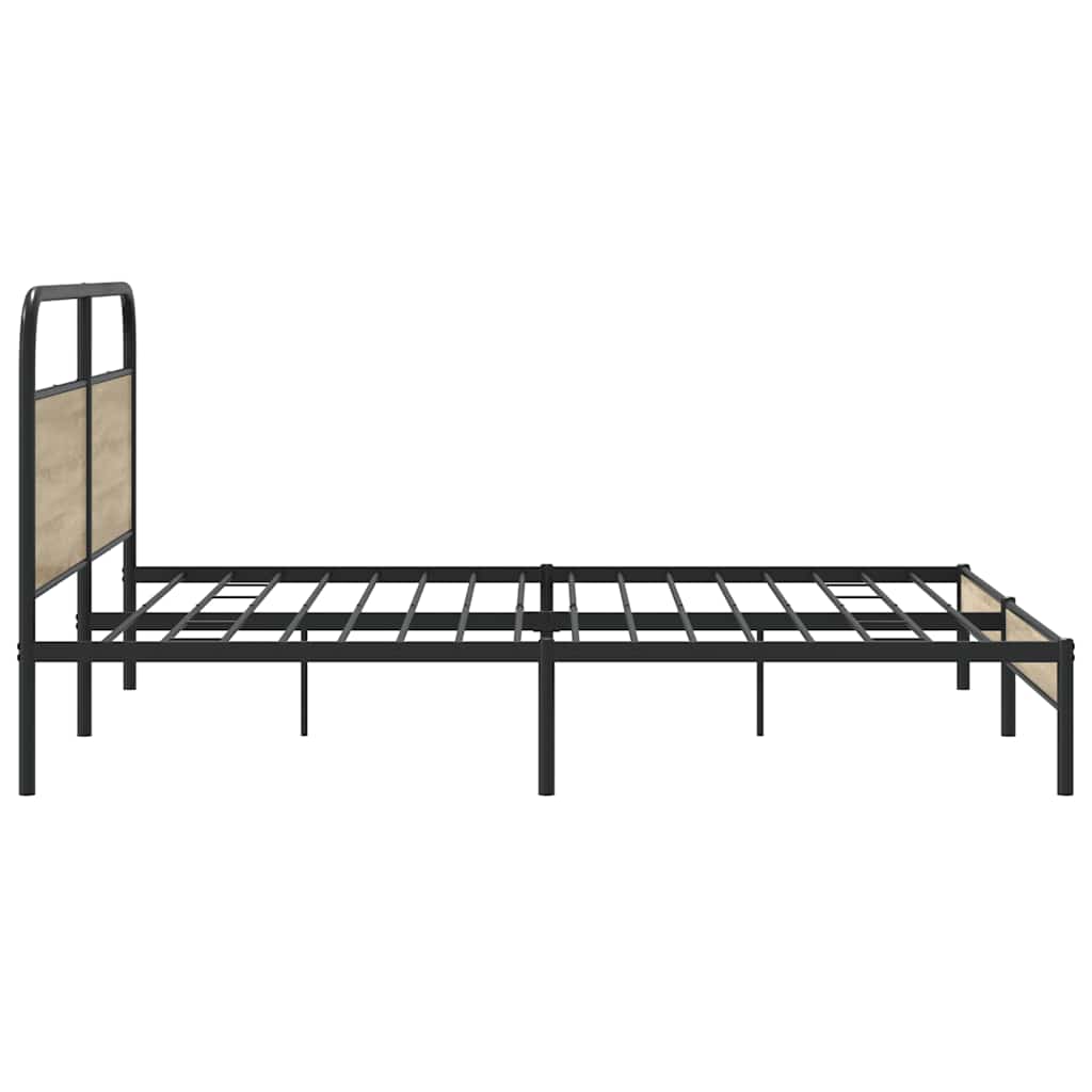 Metal Bed Frame without Mattress Smoked Oak 183x213 cm