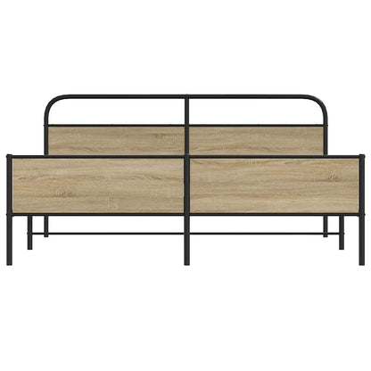 Metal Bed Frame without Mattress Smoked Oak 183x213 cm