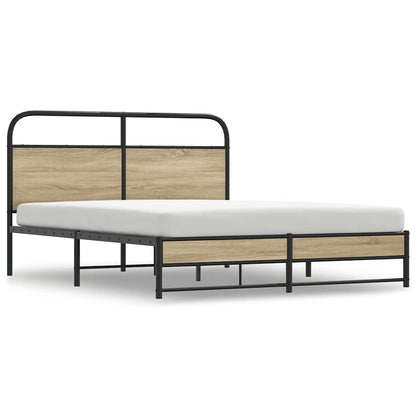 Metal Bed Frame without Mattress Smoked Oak 160x200 cm