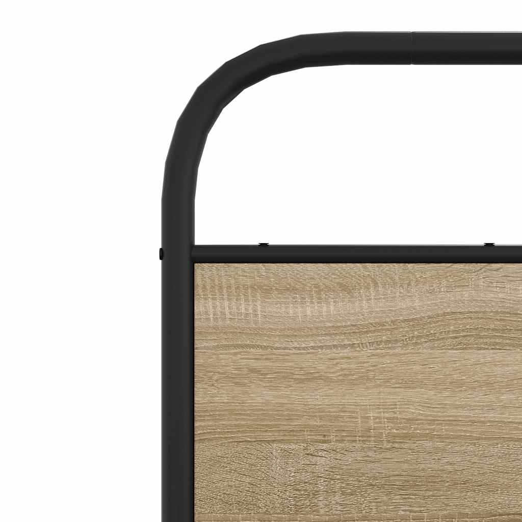 Metal Bed Frame without Mattress Smoked Oak 183x213 cm
