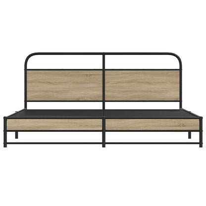 Metal Bed Frame without Mattress Smoked Oak 193x203 cm