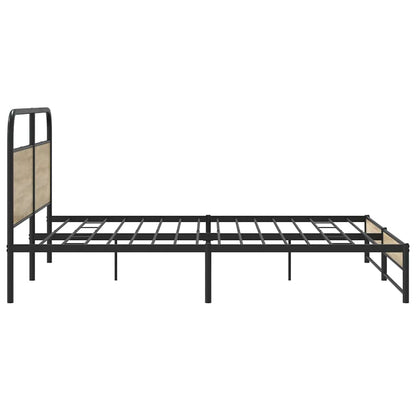 Metal Bed Frame without Mattress Smoked Oak 193x203 cm