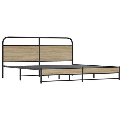 Metal Bed Frame without Mattress Smoked Oak 200x200 cm