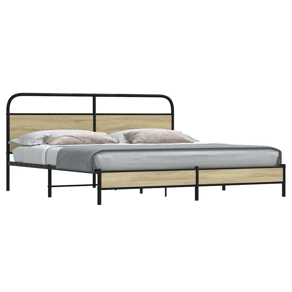 Metal Bed Frame without Mattress Sonoma Oak 183x213 cm