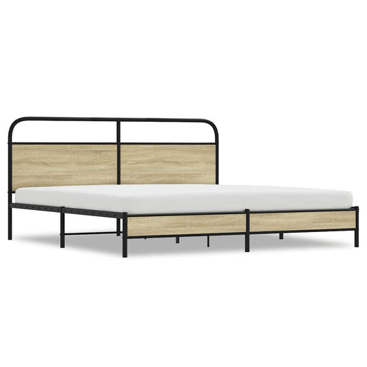 Metal Bed Frame without Mattress Sonoma Oak 200x200 cm