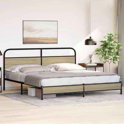 Metal Bed Frame without Mattress Sonoma Oak 200x200 cm