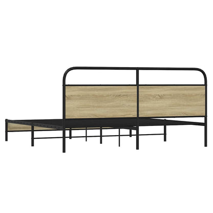 Metal Bed Frame without Mattress Sonoma Oak 200x200 cm