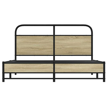 Metal Bed Frame without Mattress Sonoma Oak 160x200 cm