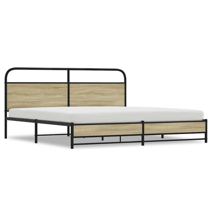 Metal Bed Frame without Mattress Sonoma Oak 180x200 cm Super King