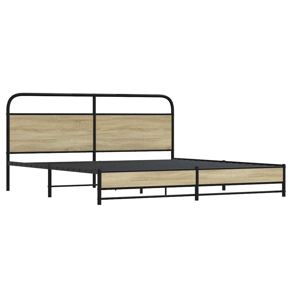 Metal Bed Frame without Mattress Sonoma Oak 180x200 cm Super King