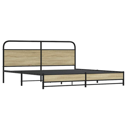 Metal Bed Frame without Mattress Sonoma Oak 180x200 cm Super King