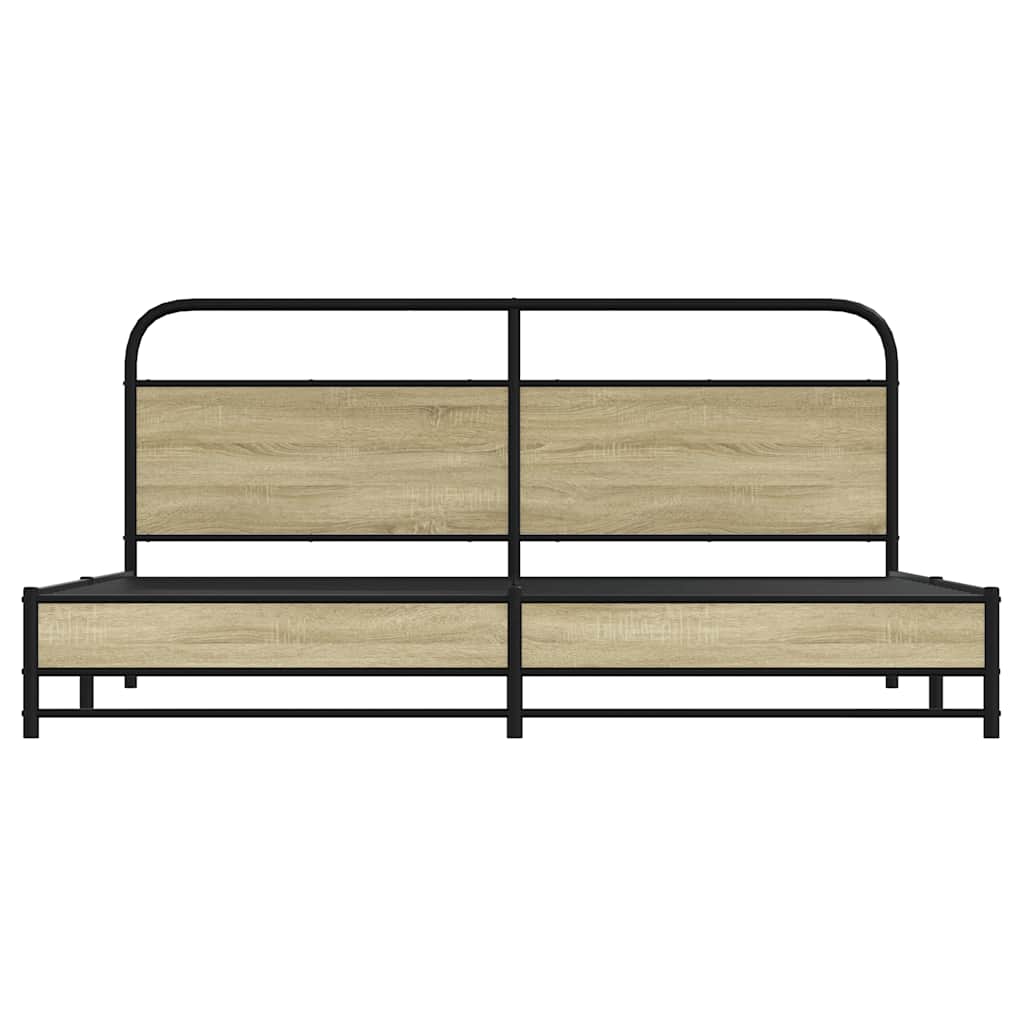 Metal Bed Frame without Mattress Sonoma Oak 180x200 cm Super King