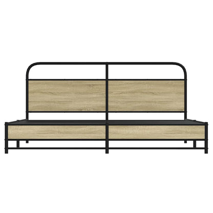 Metal Bed Frame without Mattress Sonoma Oak 180x200 cm Super King