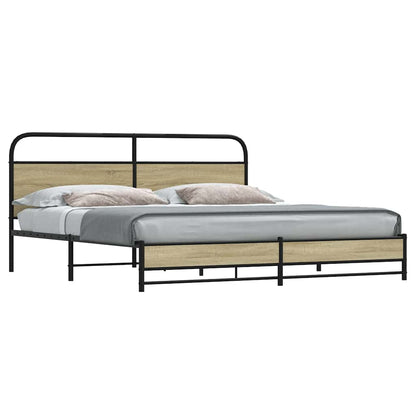 Metal Bed Frame without Mattress Sonoma Oak 180x200 cm Super King