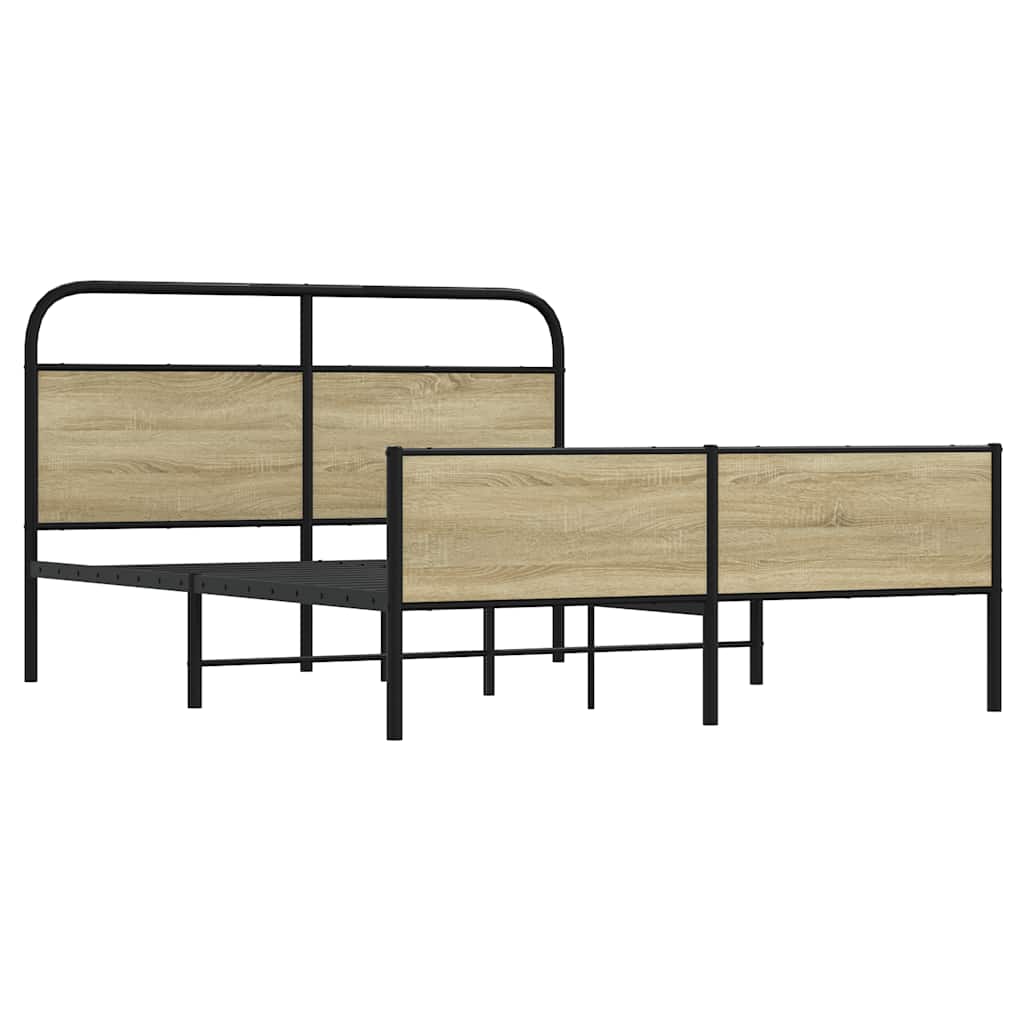 Metal Bed Frame without Mattress Sonoma Oak 150x200 cm King Size