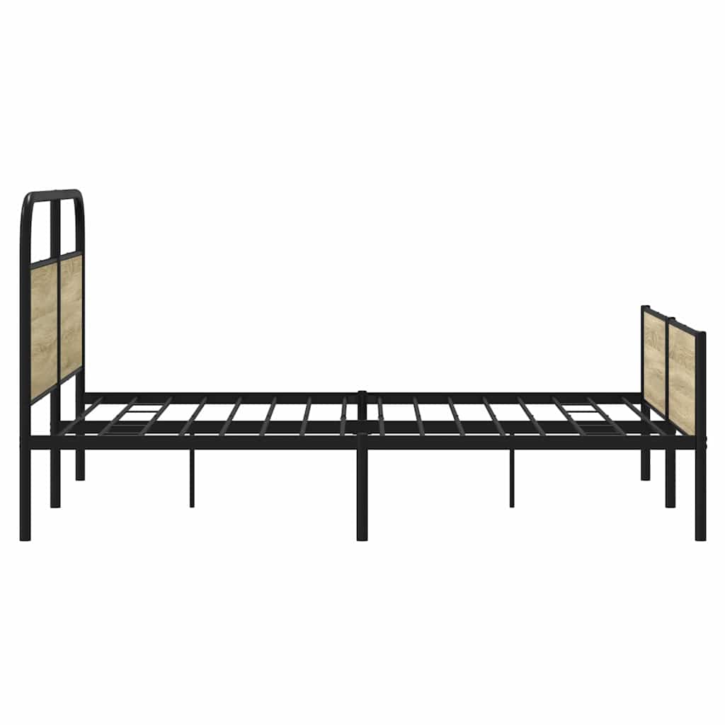 Metal Bed Frame without Mattress Sonoma Oak 160x200 cm