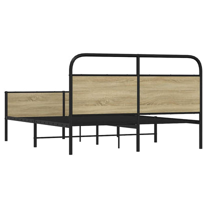 Metal Bed Frame without Mattress Sonoma Oak 160x200 cm
