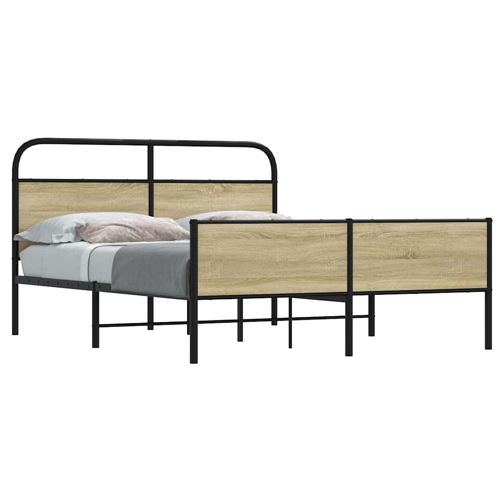 Metal Bed Frame without Mattress Sonoma Oak 160x200 cm