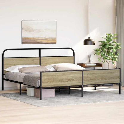 Metal Bed Frame without Mattress Sonoma Oak 183x213 cm