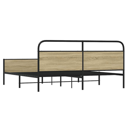 Metal Bed Frame without Mattress Sonoma Oak 200x200 cm