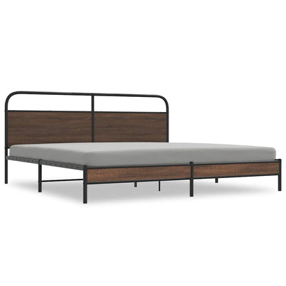 Metal Bed Frame without Mattress Brown Oak 180x200 cm Super King
