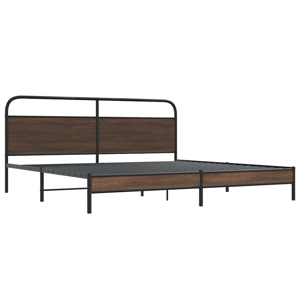 Metal Bed Frame without Mattress Brown Oak 200x200 cm