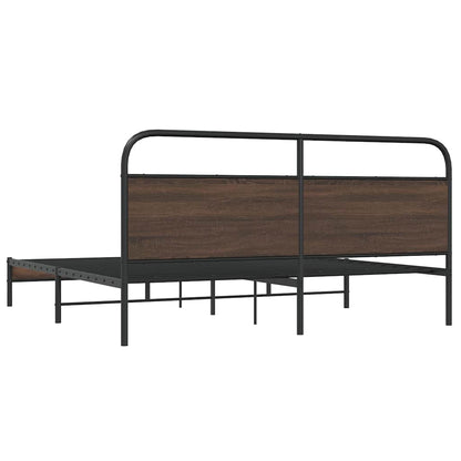 Metal Bed Frame without Mattress Brown Oak 200x200 cm