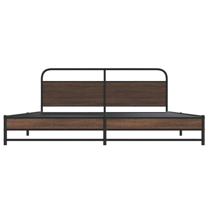 Metal Bed Frame without Mattress Brown Oak 180x200 cm