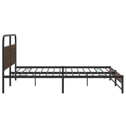 Metal Bed Frame without Mattress Brown Oak 180x200 cm