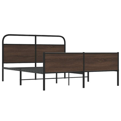 Metal Bed Frame without Mattress Brown Oak 160x200 cm