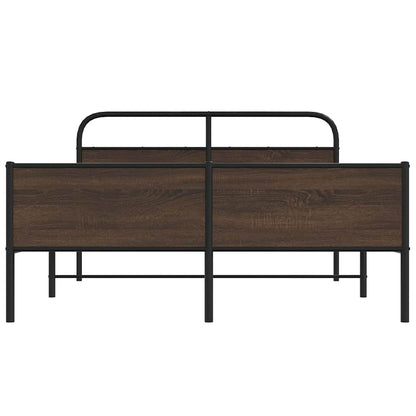 Metal Bed Frame without Mattress Brown Oak 160x200 cm