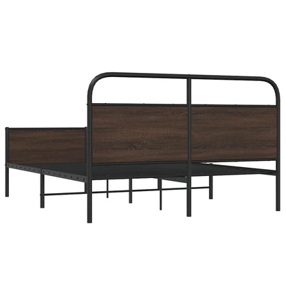 Metal Bed Frame without Mattress Brown Oak 160x200 cm