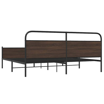 Metal Bed Frame without Mattress Brown Oak 180x200 cm Super King