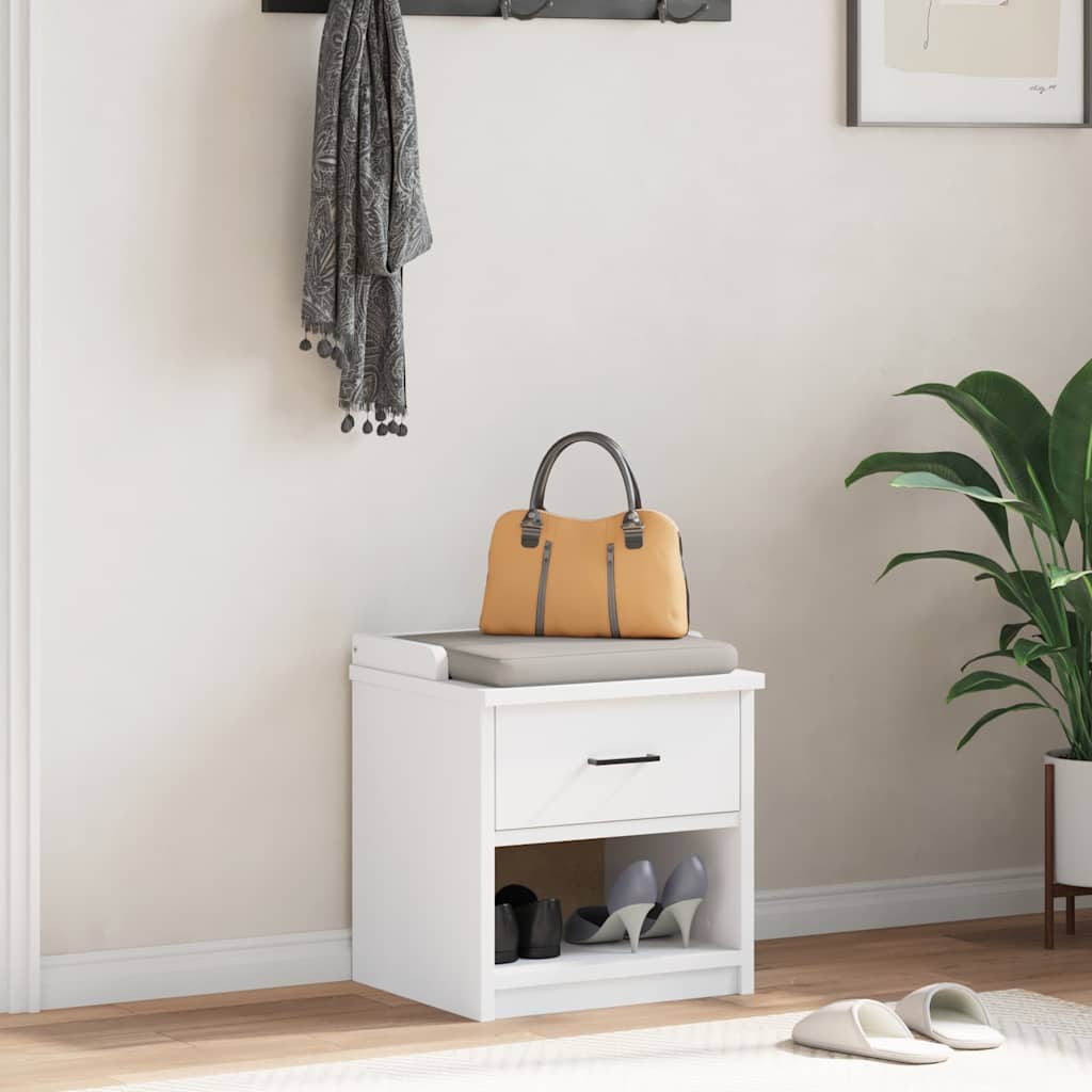 Hallway Bench SANDNES White 45x40x50 cm Solid Wood Pine
