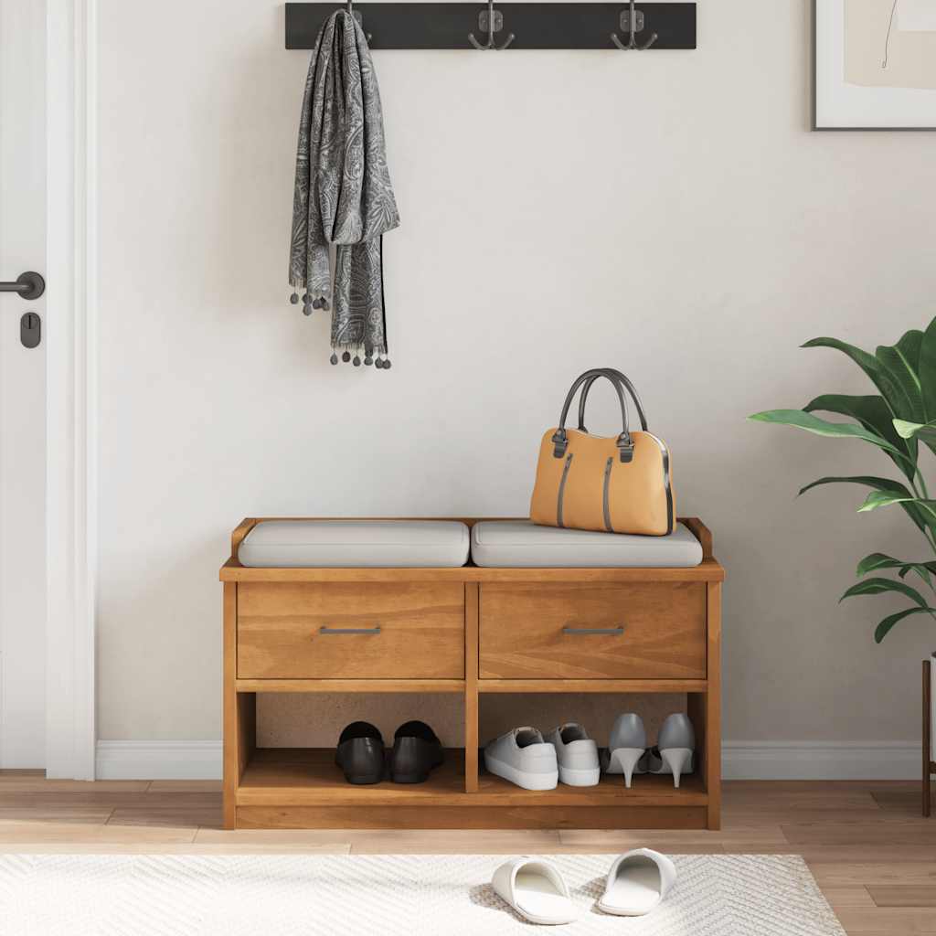 Hallway Bench SANDNES 87x40x50 cm Solid Wood Pine
