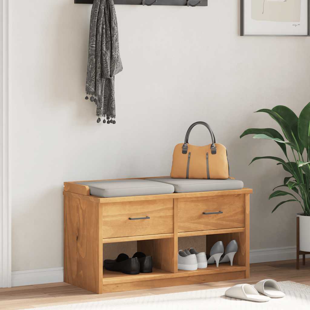 Hallway Bench SANDNES 87x40x50 cm Solid Wood Pine