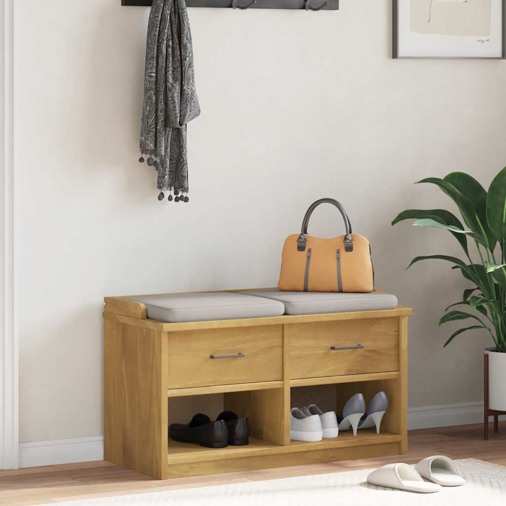 Hallway Bench SANDNES 87x40x50 cm Solid Wood Pine