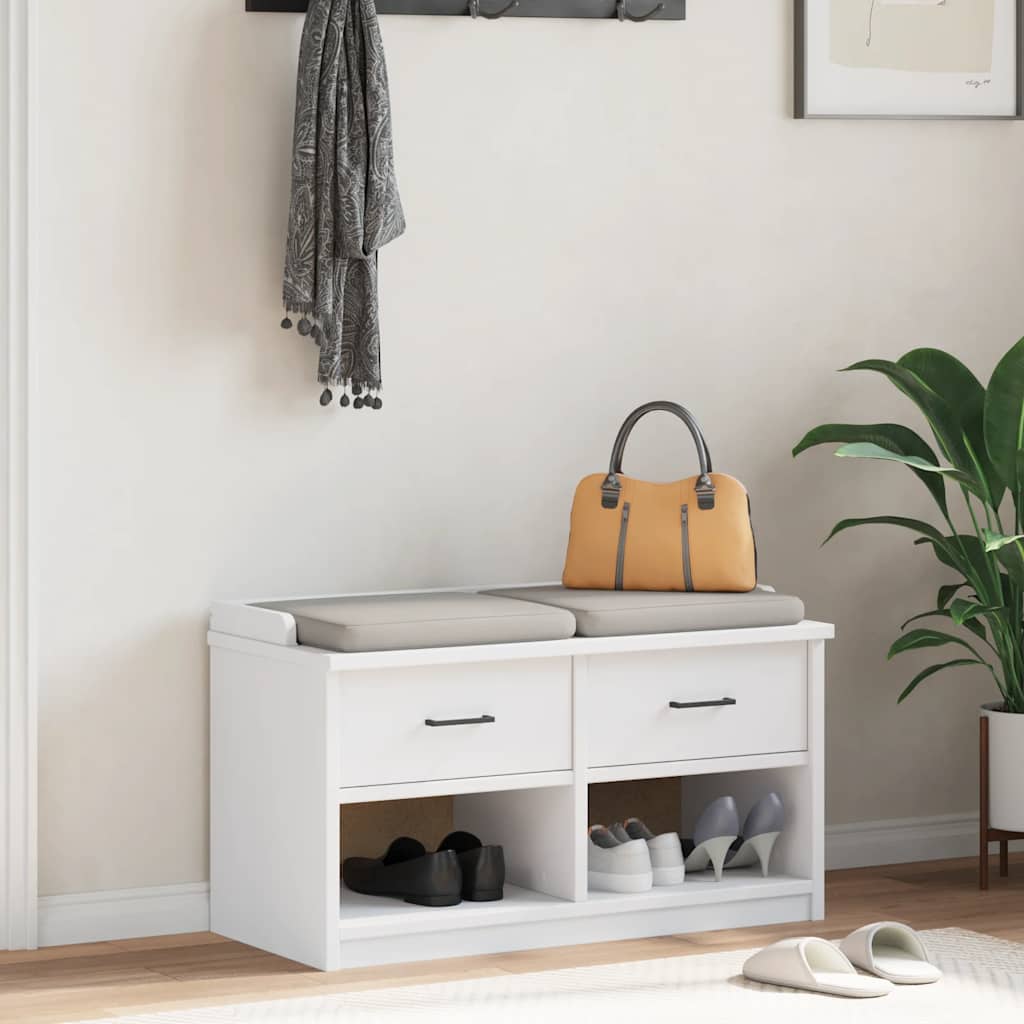 Hallway Bench "SANDNES" White 87x40x50 cm Solid Wood Pine