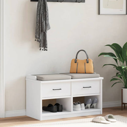 Hallway Bench "SANDNES" White 87x40x50 cm Solid Wood Pine