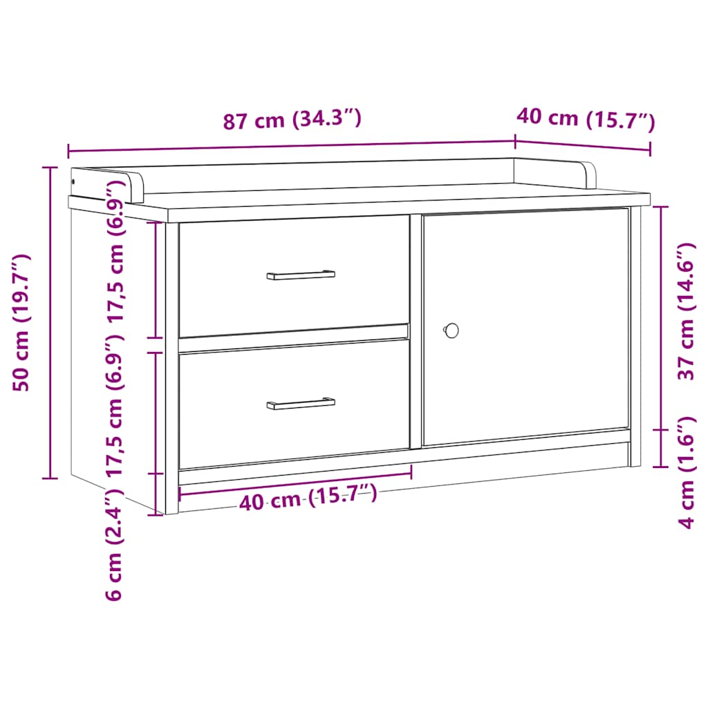 Hallway Bench SANDNES 87x40x50 cm Solid Wood Pine