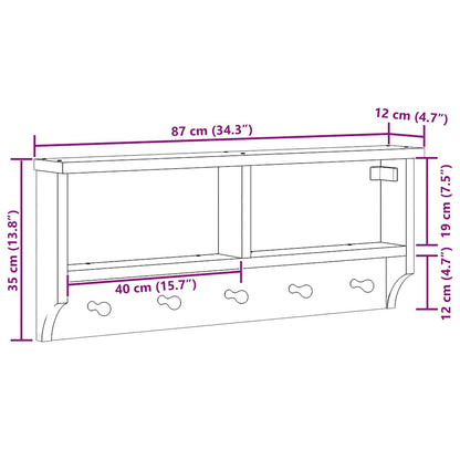 Wall-mounted Coat Rack SANDNES 87x12x35 cm Solid Wood Pine