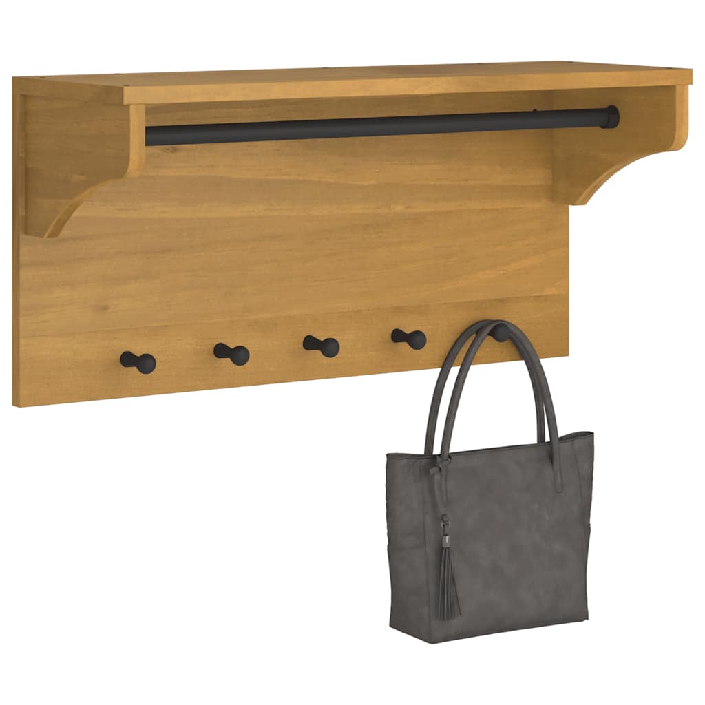 Wall-mounted Coat Rack SANDNES 87x30x42 cm Solid Wood Pine